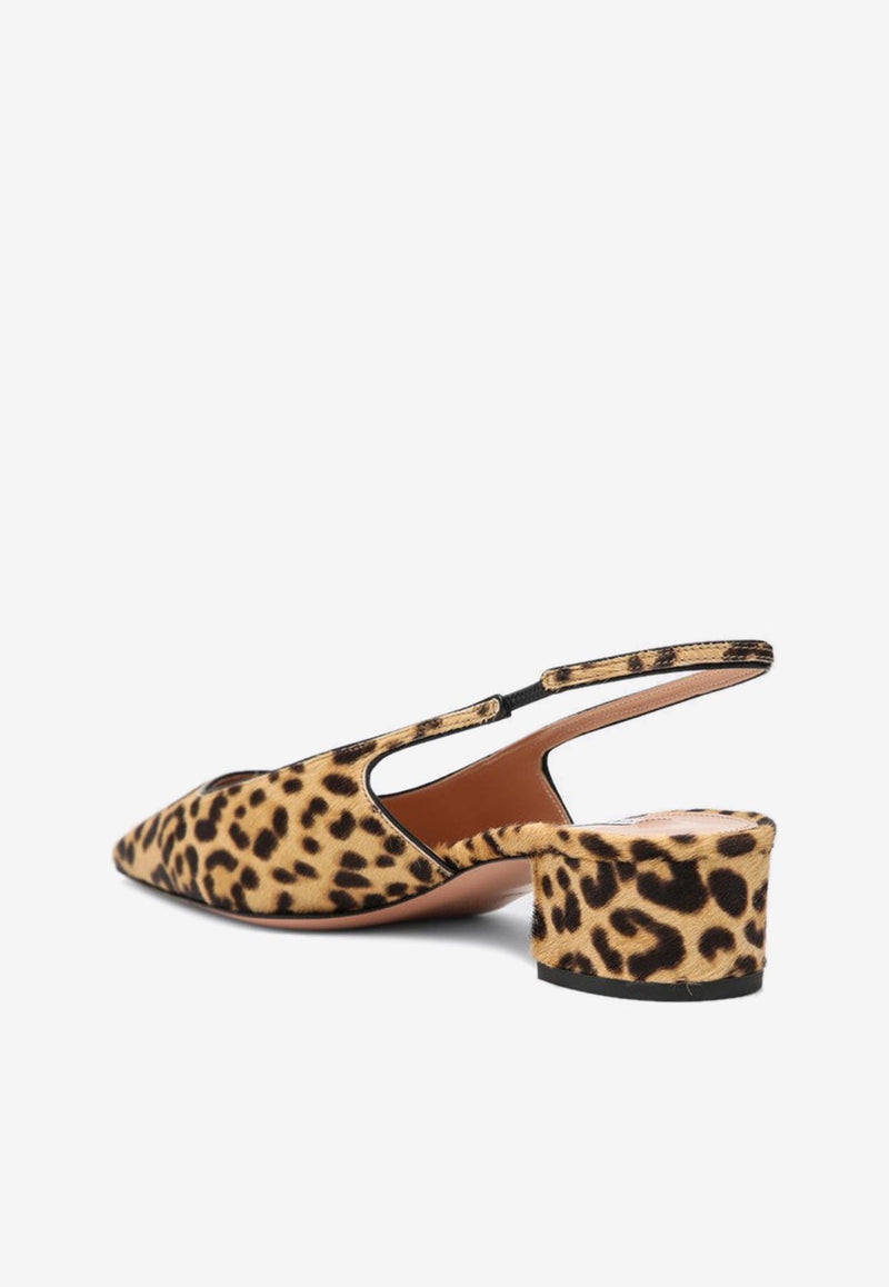 Aquazzura Ginza 35 Leopard Print Slingback Pumps Beige GNZMIDL0LYN/R_AQUA-NAT