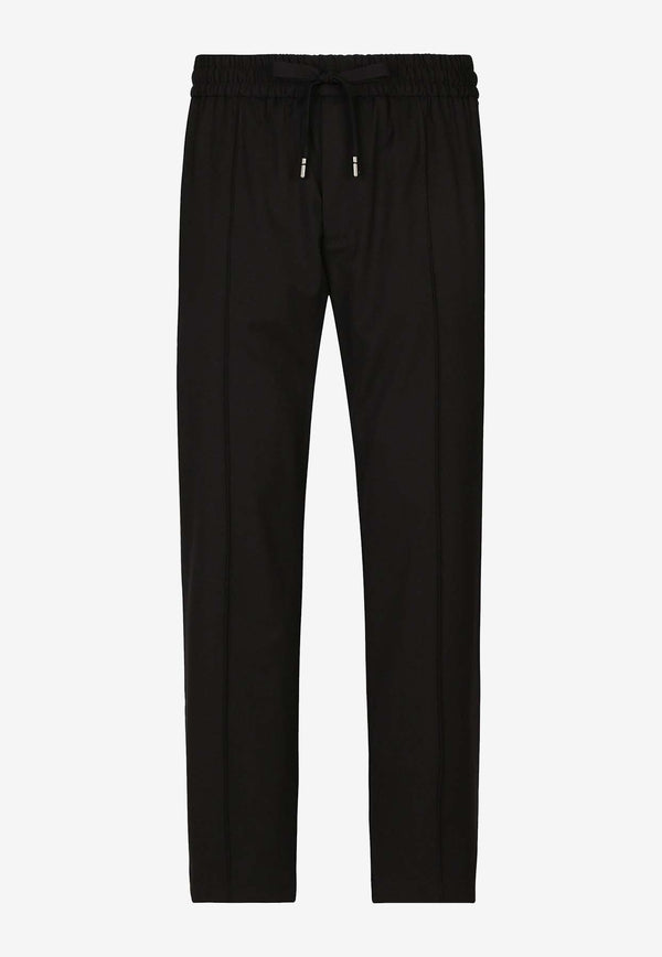 Dolce & Gabbana Stretch Wool-Blend Track Pants Black GP01UT FURLB N0000