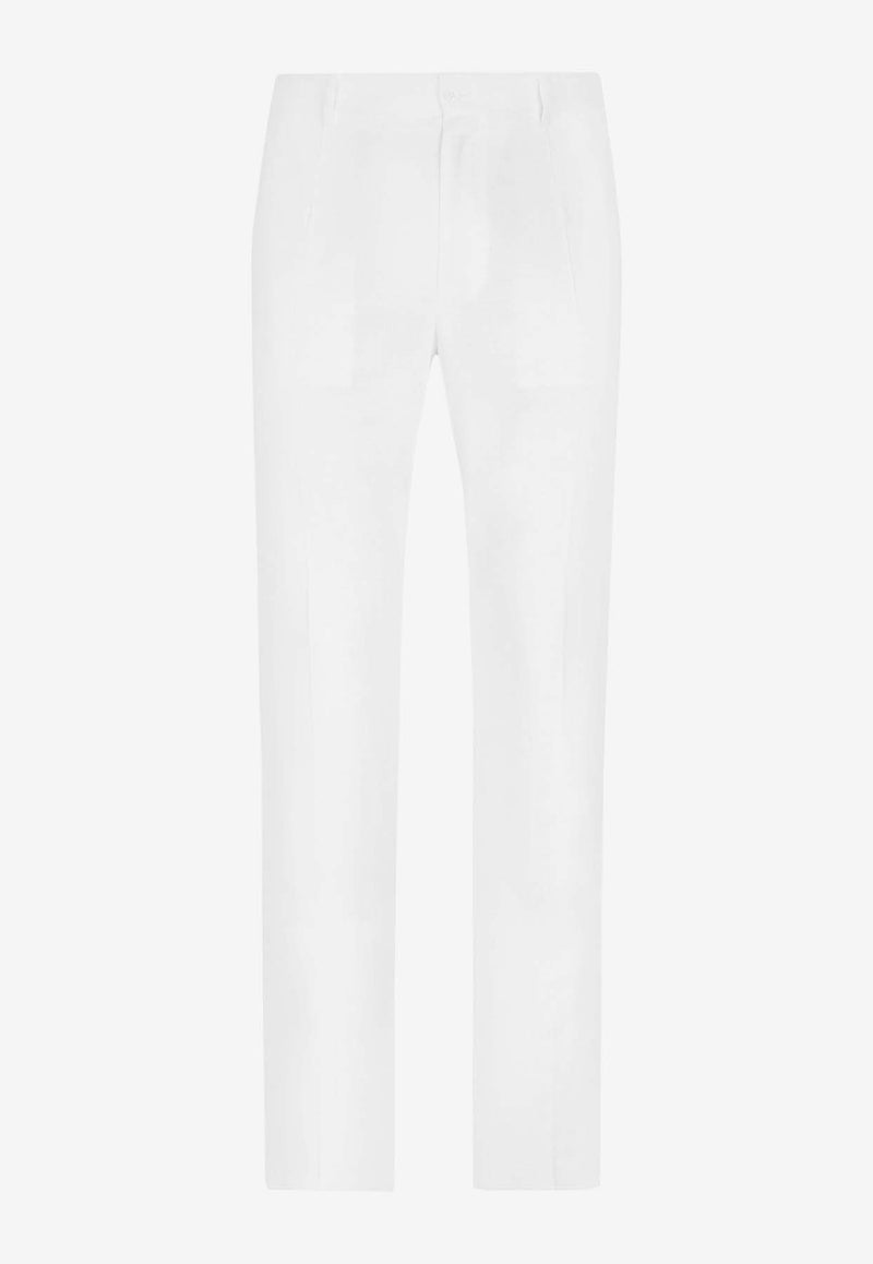 Dolce & Gabbana Stretch Linen-Blend Pants White GP03JT FU9AQ W0800