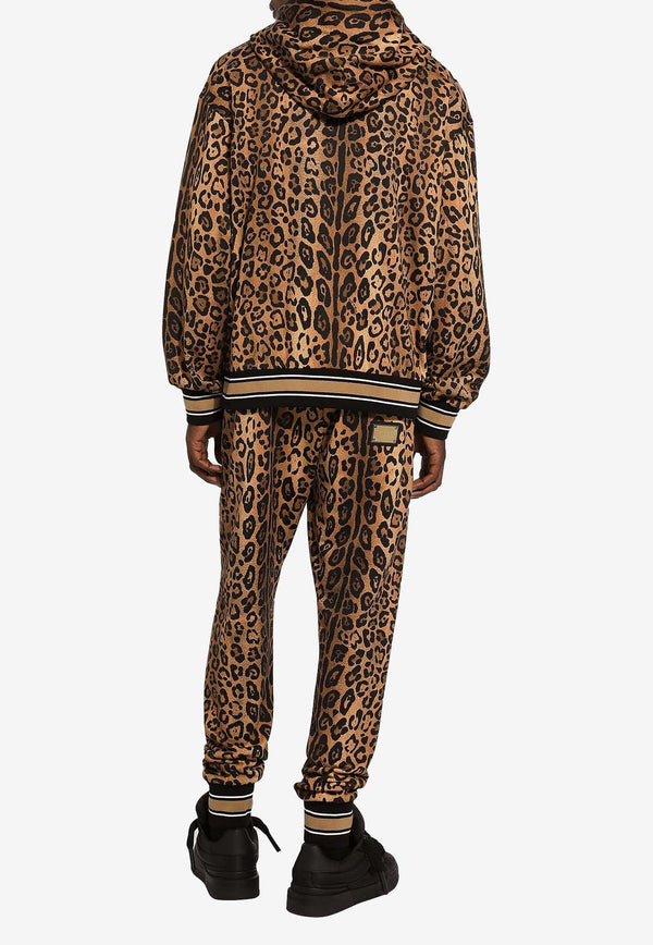 Dolce & Gabbana Leopard Print Track Pants Brown GP07VT II7B4 HXNBM