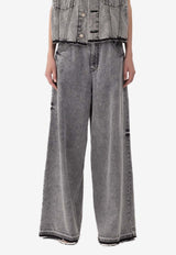 SJYP Washed Wide-Leg Jeans Gray