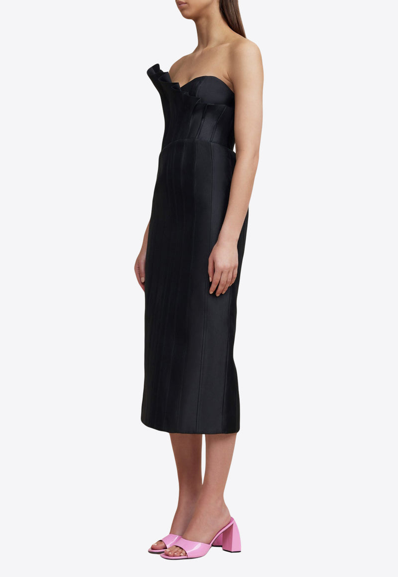 Acler Davies Strapless Midi Dress GRKW_BDD_BLACK