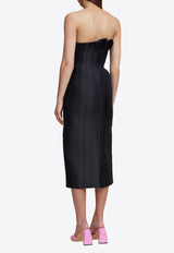 Acler Davies Strapless Midi Dress GRKW_BDD_BLACK