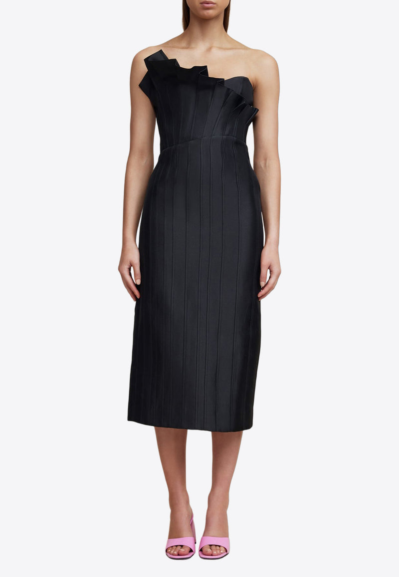 Acler Davies Strapless Midi Dress GRKW_BDD_BLACK