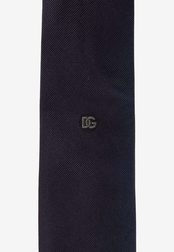 Dolce & Gabbana DG Logo Embroidered Silk Tie Blue GT147E G0UBW B3681