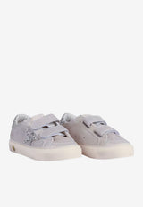 Golden Goose DB Kids Girls May Low-Top Sneakers in Laminated Suede with Glitter Star Patch Gray GTF00111.F008036.50669_MULTI COLO