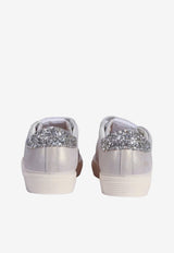 Golden Goose DB Kids Girls May Low-Top Sneakers in Laminated Suede with Glitter Star Patch Gray GTF00111.F008036.50669_MULTI COLO