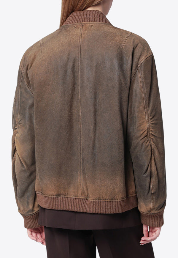 Golden Goose DB Vintage-Effect Zip-Up Bomber Jacket GUP02489DP002168/R_GOLDE-55260