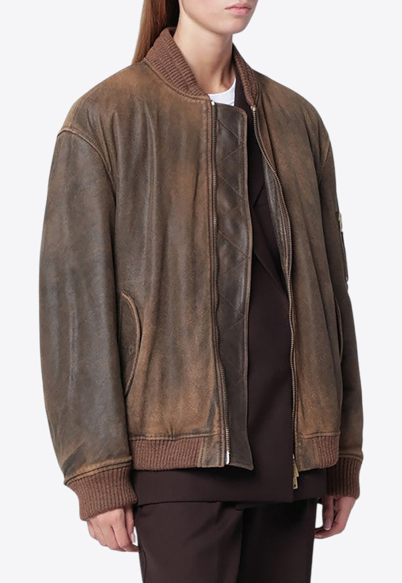 Golden Goose DB Vintage-Effect Zip-Up Bomber Jacket GUP02489DP002168/R_GOLDE-55260