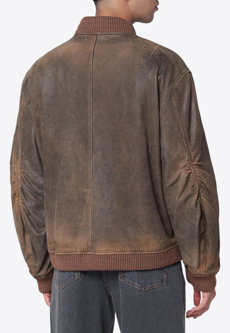 Golden Goose DB Vintage-Effect Zip-Up Bomber Jacket GUP02489P002168/R_GOLDE-55260
