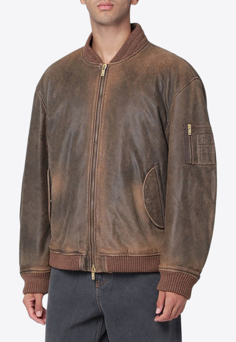 Golden Goose DB Vintage-Effect Zip-Up Bomber Jacket GUP02489P002168/R_GOLDE-55260