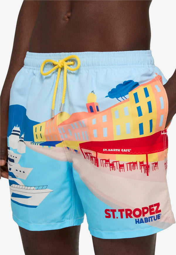 MC2 Saint Barth St. Tropez Postcard Print Swim Shorts Multicolor GUS0009_MULTI COLO