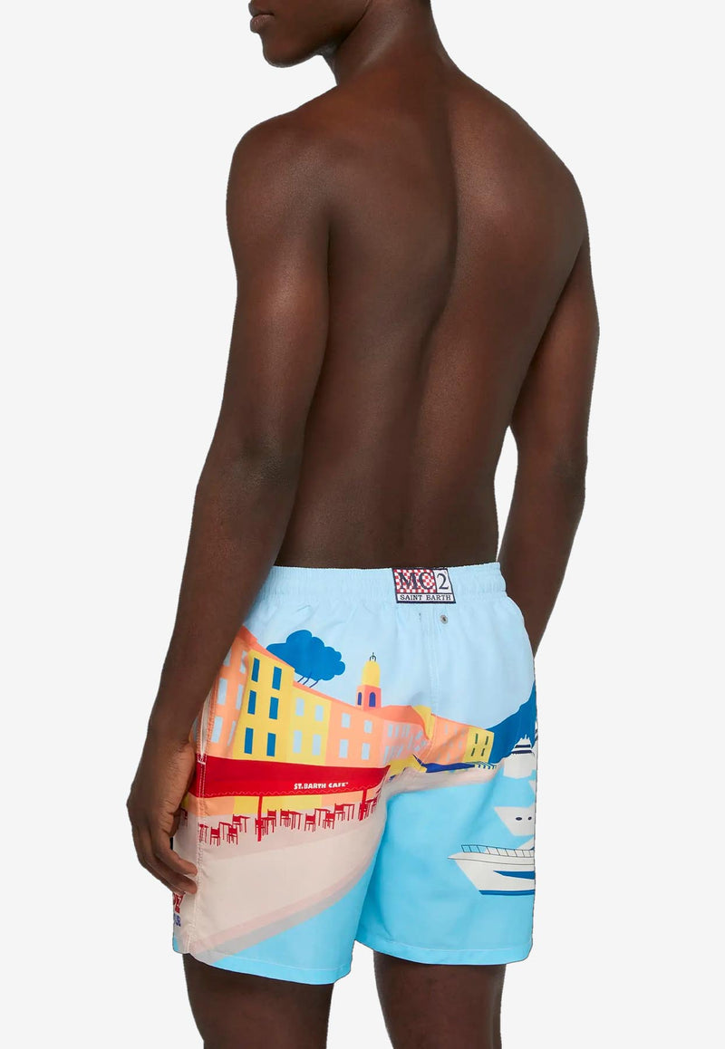 MC2 Saint Barth St. Tropez Postcard Print Swim Shorts Multicolor GUS0009_MULTI COLO