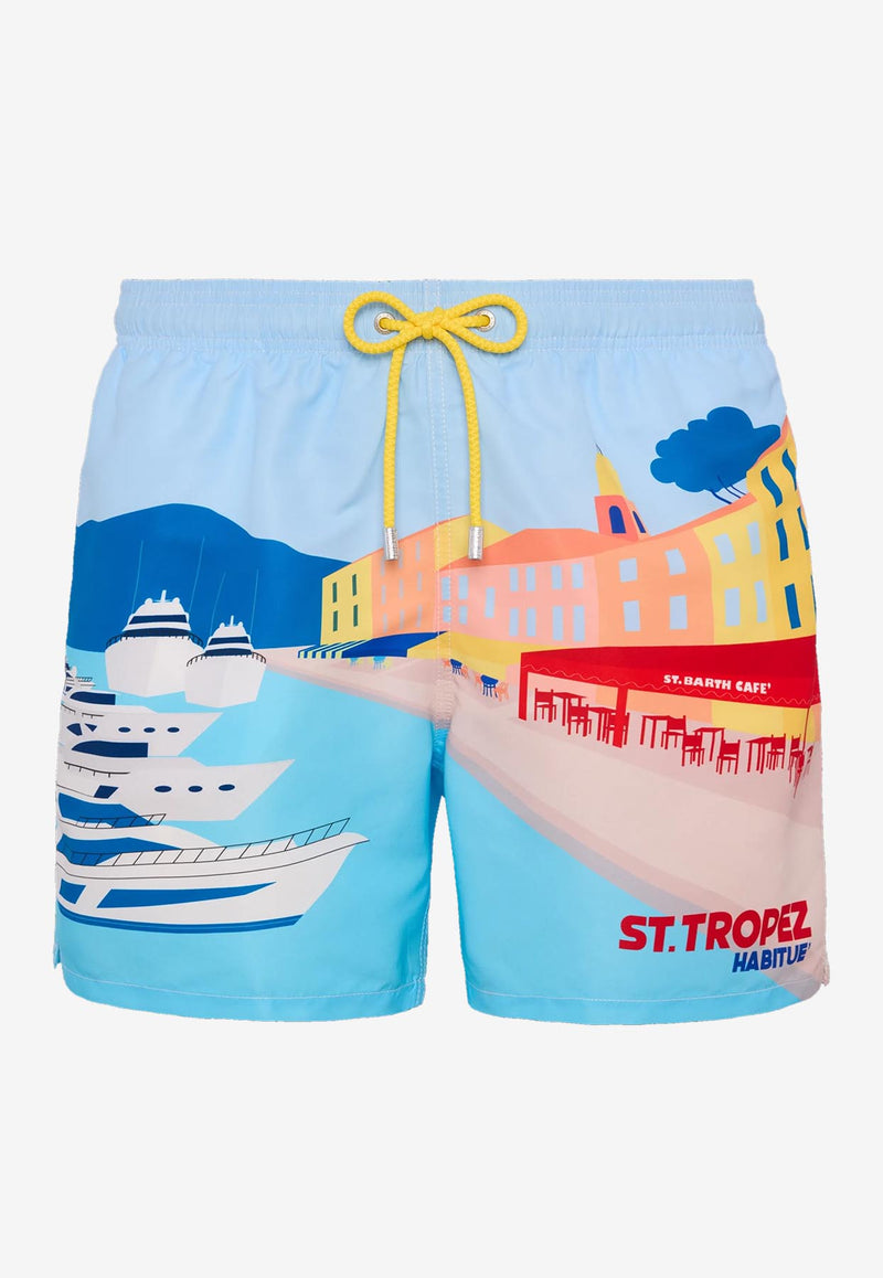MC2 Saint Barth St. Tropez Postcard Print Swim Shorts Multicolor GUS0009_MULTI COLO