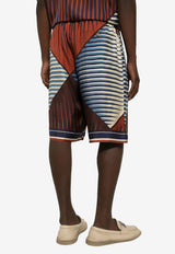 Dolce & Gabbana Geometric Print Silk Shorts Multicolor GV37AT HI1Q6 HH4ZT
