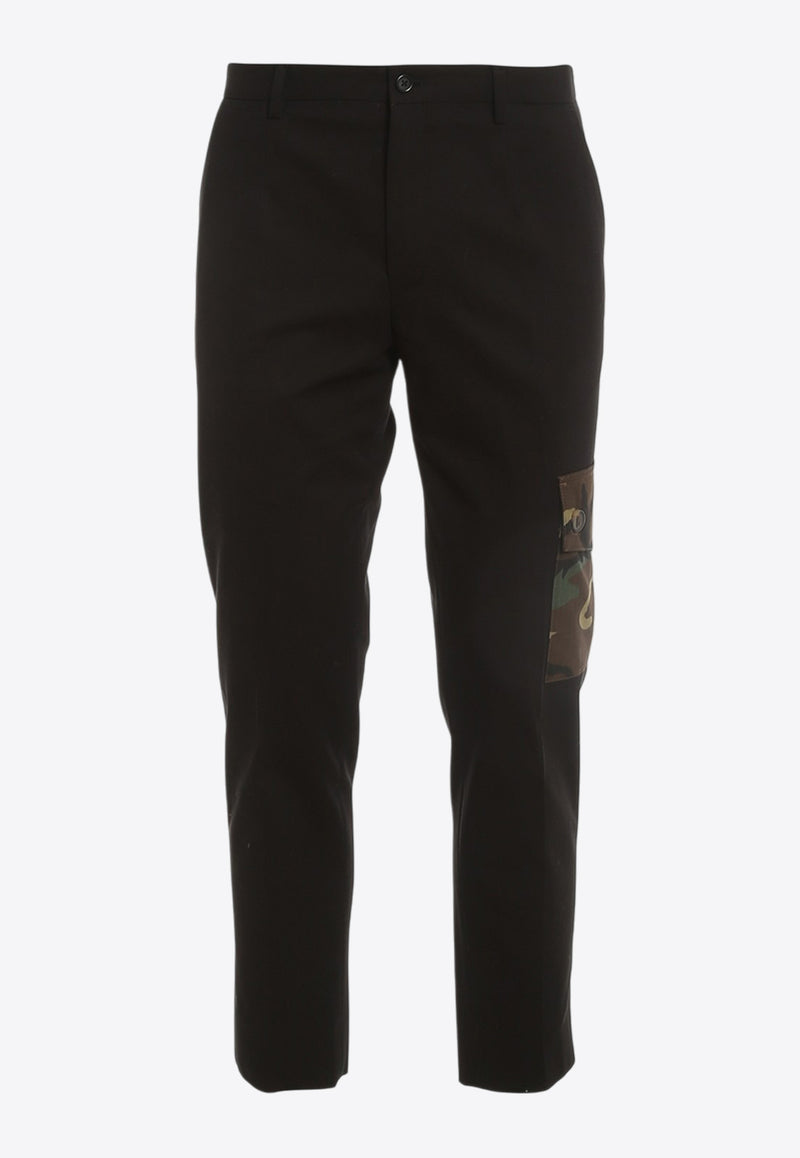 Dolce & Gabbana Cargo Pants with Cameo Pockets Black GVACET GEZH6 S9000