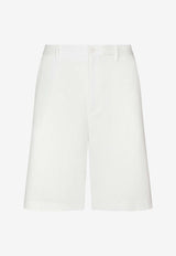 Dolce & Gabbana Logo Plaque Chino Shorts White GVC4HT FUFMJ W0111