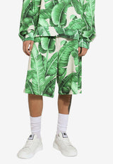 Dolce & Gabbana Banana Tree Print Track Shorts Green GVUZAT HI7X6 H2005