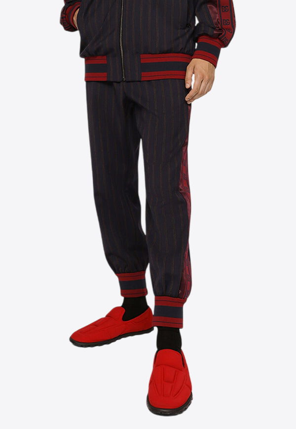 Dolce & Gabbana Pinstripe Track Pants with Logo Bands Navy GVWNHT GF808 S9000