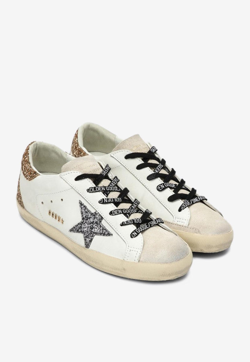 Golden Goose DB Super-Star Glittered Leather Sneakers White GWF00102F005358/Q_GOLDE-82532