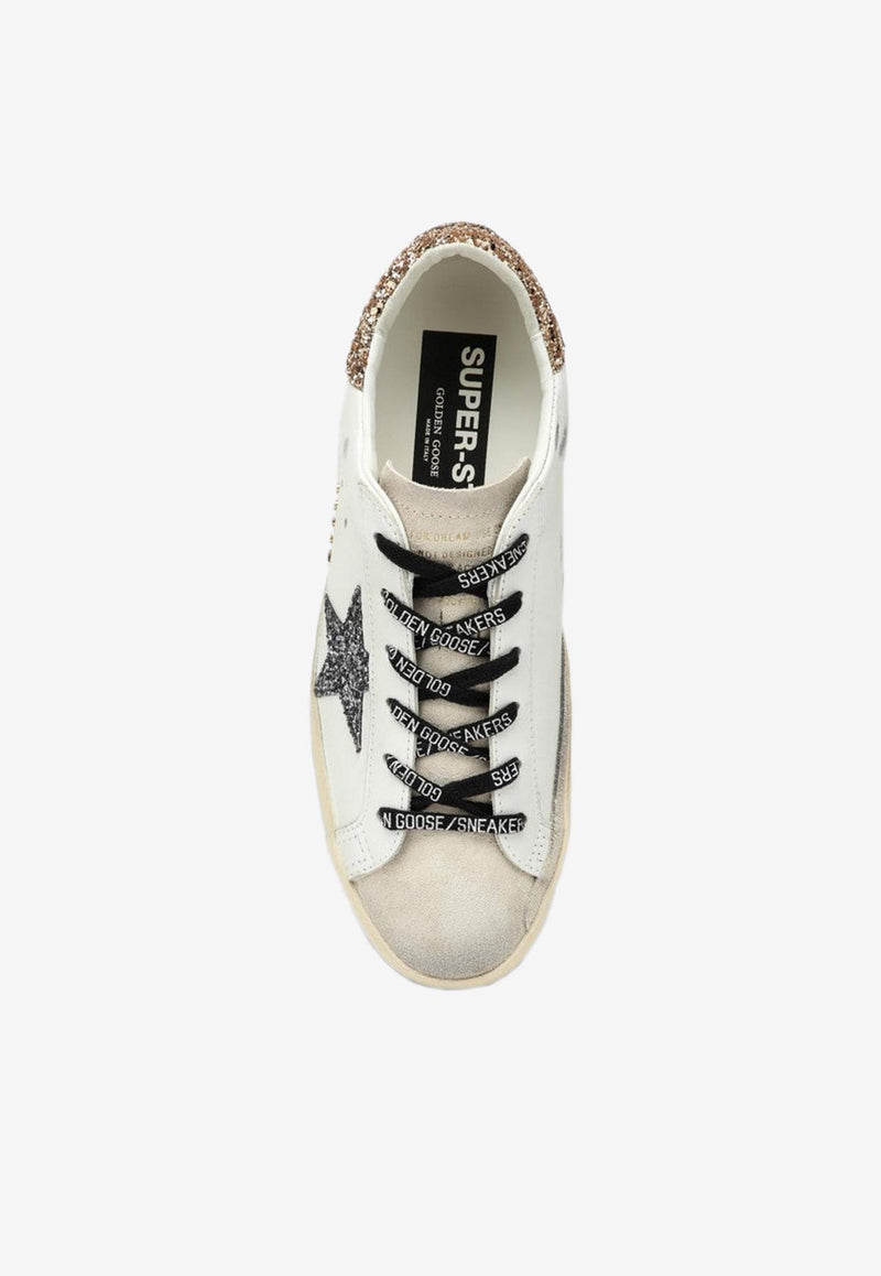 Golden Goose DB Super-Star Glittered Leather Sneakers White GWF00102F005358/Q_GOLDE-82532