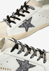 Golden Goose DB Super-Star Glittered Leather Sneakers White GWF00102F005358/Q_GOLDE-82532