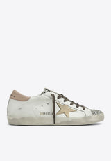 Golden Goose DB Super-Star Distressed Leather Sneakers with Glittered Toe Cap White GWF00102F006236/P_GOLDE-11941