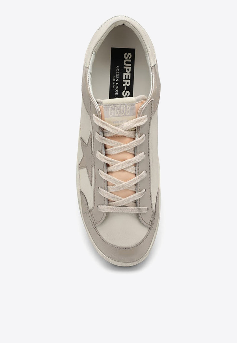 Golden Goose DB Super-Star Leather Sneakers with Laminated Star White GWF00108F004778/N_GOLDE-10999