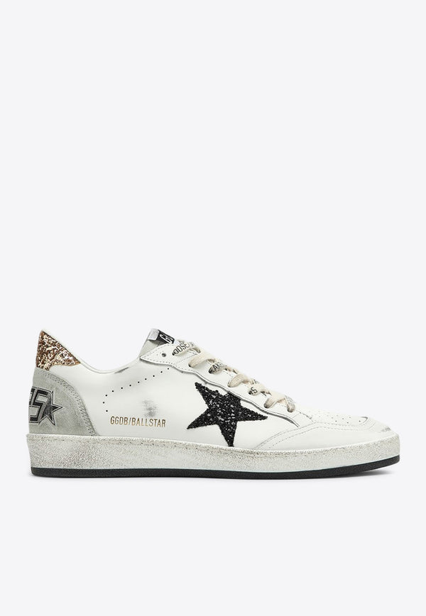 Golden Goose DB Ball Star Distressed Sneakers with Glittered Star and Heel White GWF00117F006118/P_GOLDE-10750