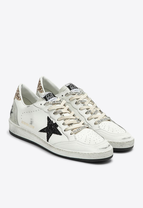 Golden Goose DB Ball Star Distressed Sneakers with Glittered Star and Heel White GWF00117F006118/P_GOLDE-10750