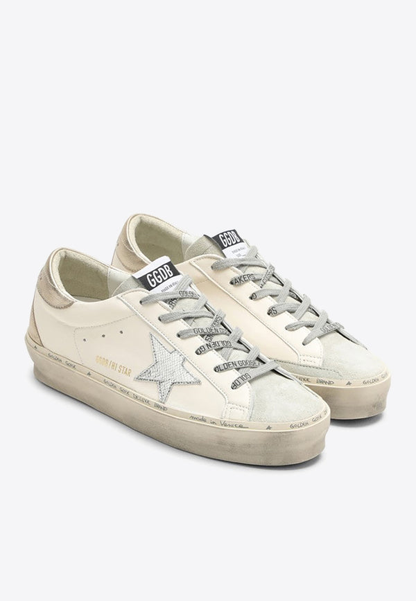 Golden Goose DB Hi-Star Low-Top Sneakers with Snakeskin Star White GWF00119F005332/O_GOLDE-10740