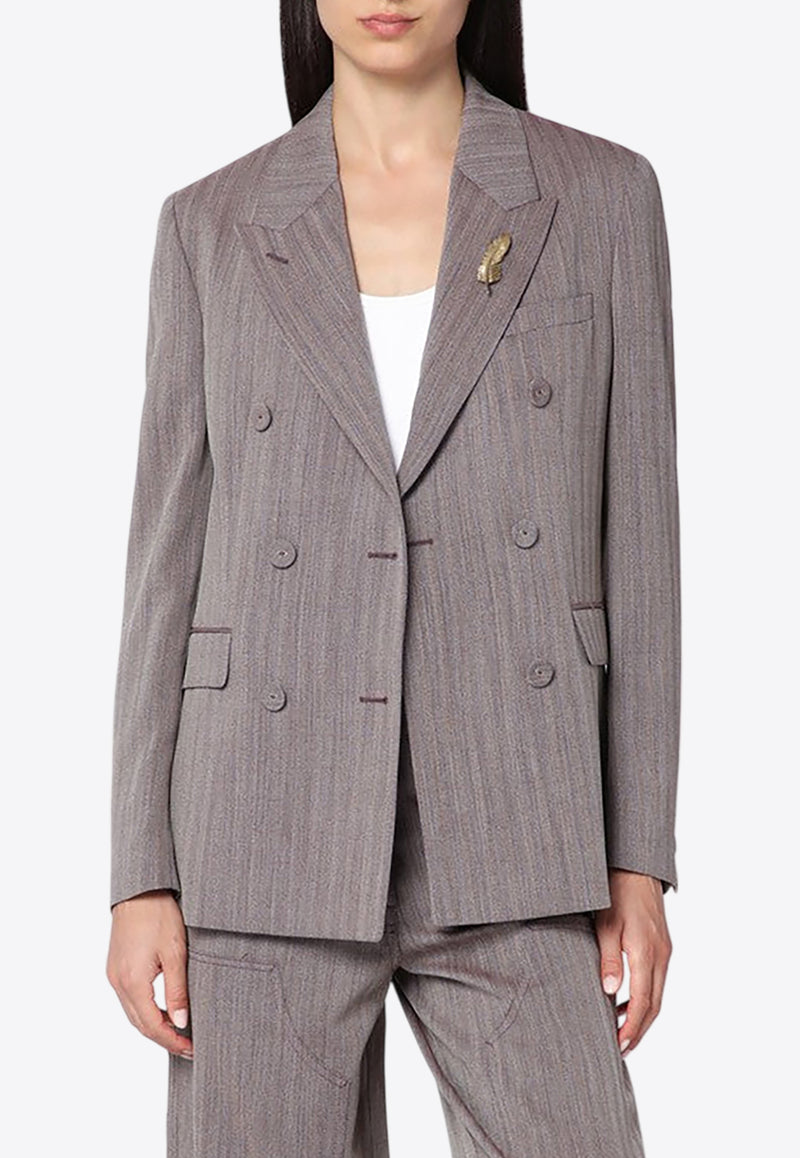 Golden Goose DB Double-Breasted Chevron Blazer Brown GWP00829P002090/R_GOLDE-40190