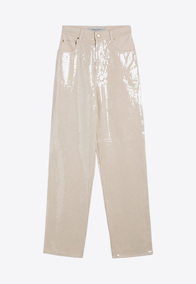 Golden Goose DB Sequin Embellished Pants Beige GWP00844P001679/P_GOLDE-15103