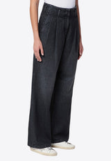 Golden Goose DB Wide-Leg Washed-Effect Jeans  Black GWP01203P000994/P_GOLDE-90100