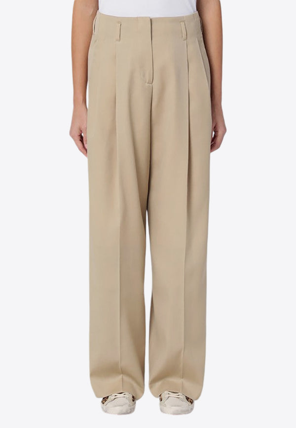 Golden Goose Wide-Leg Wool Tailored Pants Beige GWP01203P001170/P_GOLDE-15272