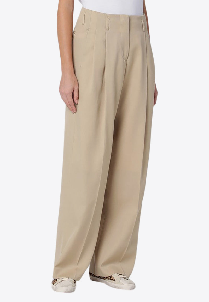 Golden Goose Wide-Leg Wool Tailored Pants Beige GWP01203P001170/P_GOLDE-15272