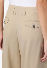 Golden Goose Wide-Leg Wool Tailored Pants Beige GWP01203P001170/P_GOLDE-15272