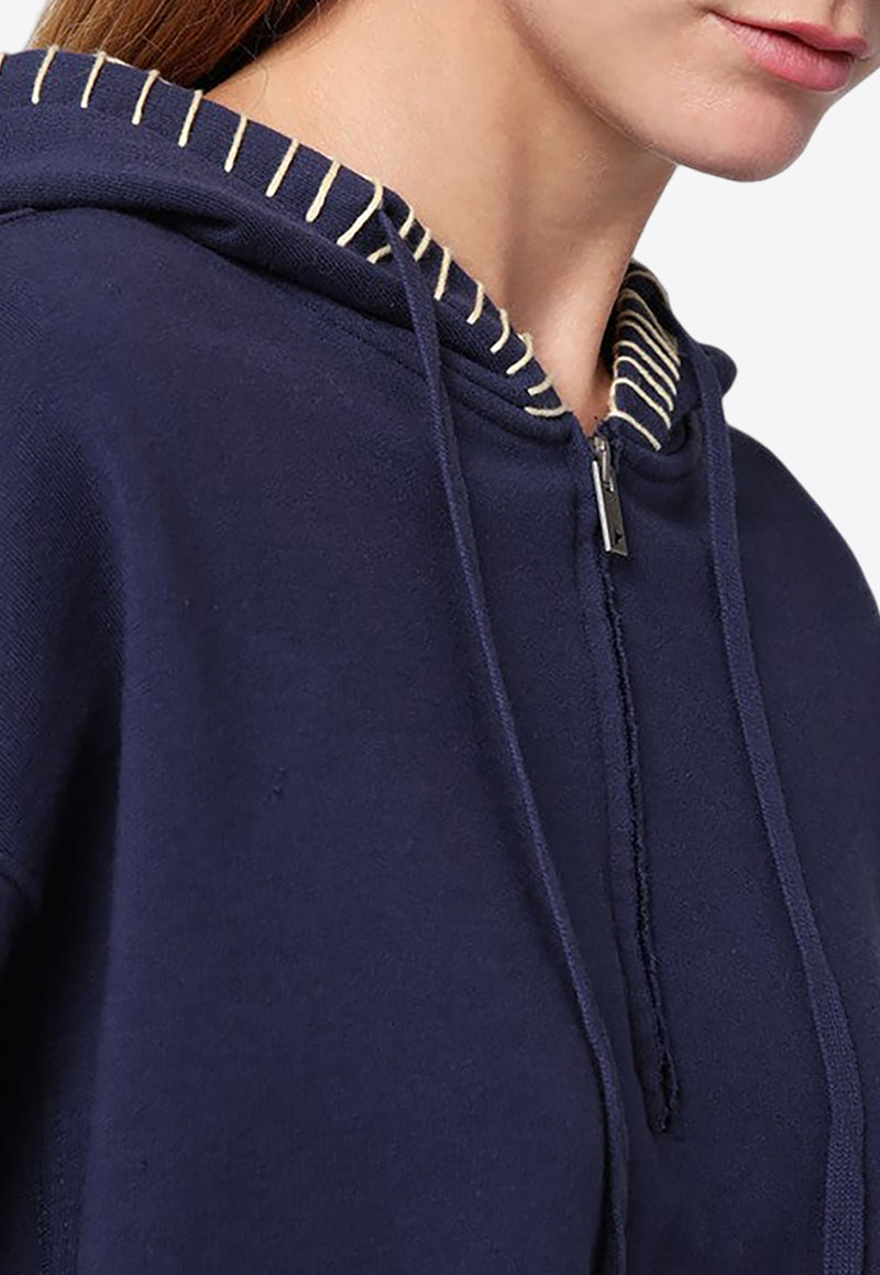 Golden Goose DB Embroidered Logo Cropped Hoodie Blue GWP01225P001636/P_GOLDE-50878