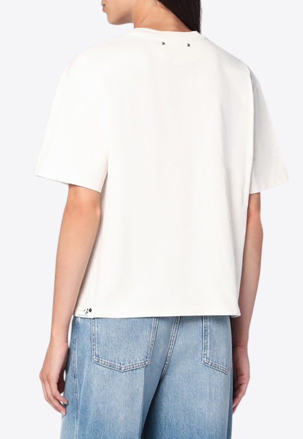 Golden Goose DB Rose Print Crewneck T-shirt White GWP01874P002127/R_GOLDE-82432