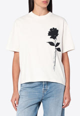 Golden Goose DB Rose Print Crewneck T-shirt White GWP01874P002127/R_GOLDE-82432