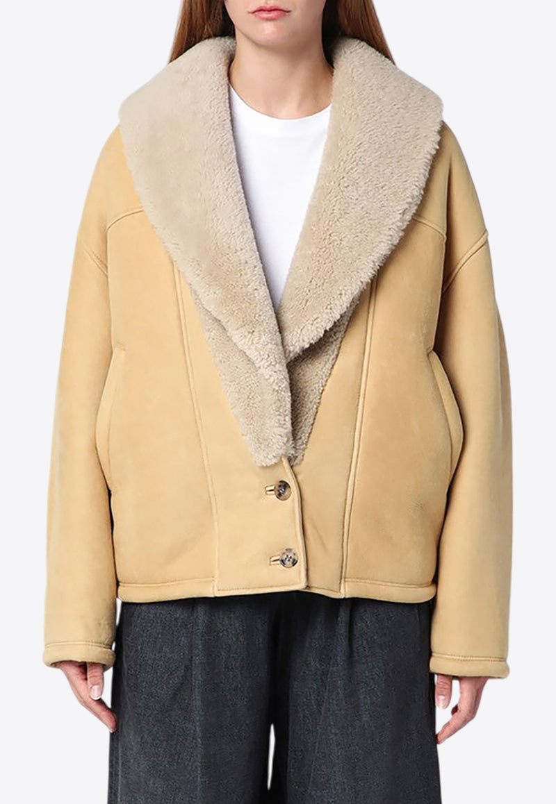 Golden Goose DB Wide Shearling-Collar Jacket Beige GWP01883P001673/P_GOLDE-55143