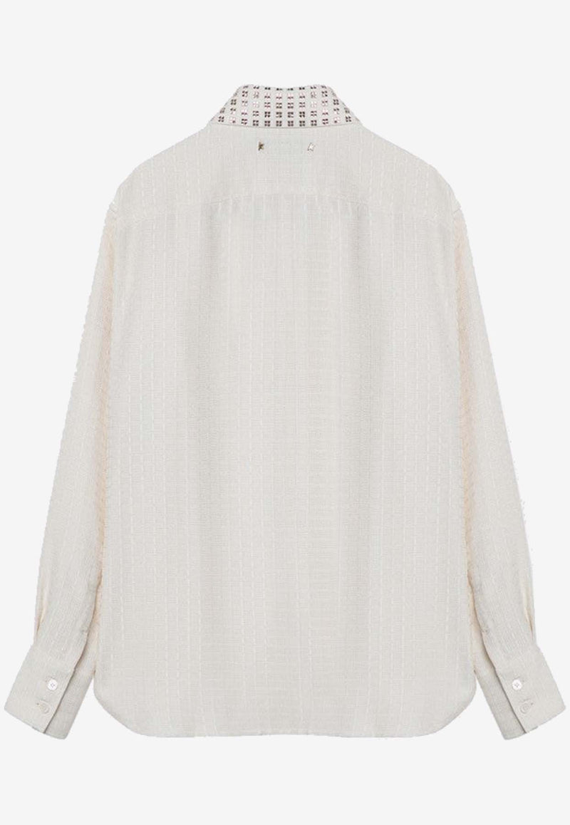 Golden Goose DB Jacquard Pattern Embroidered Shirt White GWP02034P001662/P_GOLDE-20103