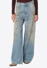 Golden Goose DB Wide-Leg Distressed Jeans Light Blue GWP02079P002076/R_GOLDE-50491