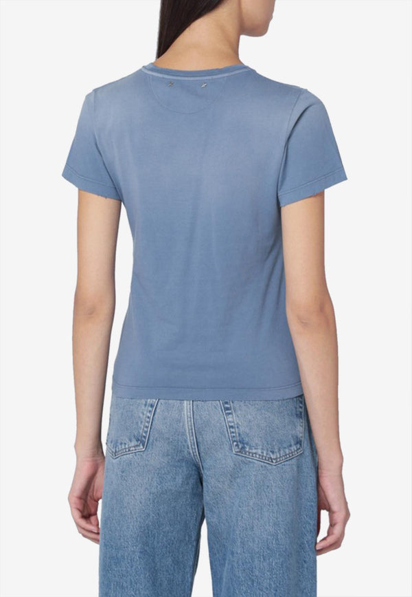 Golden Goose DB Golden Club Print Faded T-shirt Light Blue GWP02322P002124/R_GOLDE-50270
