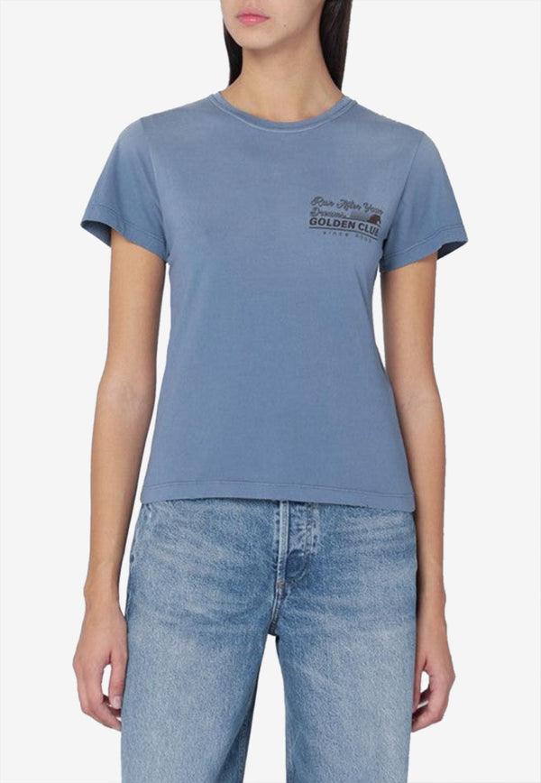 Golden Goose DB Golden Club Print Faded T-shirt Light Blue GWP02322P002124/R_GOLDE-50270
