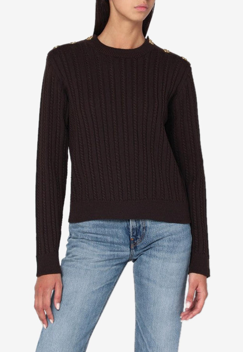 Golden Goose DB Cable Knit Wool Blend Sweater Brown GWP02467P002110/R_GOLDE-90108