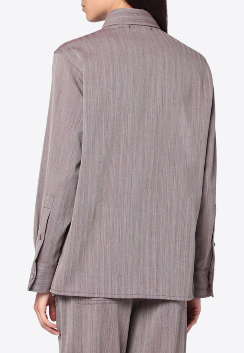 Golden Goose DB Chevron Wool Blend Long-Sleeved Shirt Gray GWP02470P002090/R_GOLDE-40190