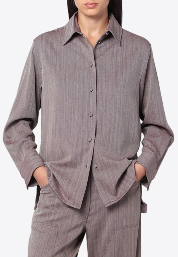 Golden Goose DB Chevron Wool Blend Long-Sleeved Shirt Gray GWP02470P002090/R_GOLDE-40190
