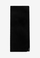 Dolce & Gabbana Logo Plaque Ribbed Wool Scarf Black GXK64T JEMQ5 N0000