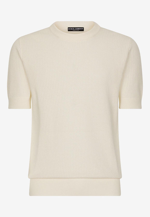 Dolce & Gabbana Knitted Short-Sleeved T-shirt GXQ40T JBCAB W0001 White